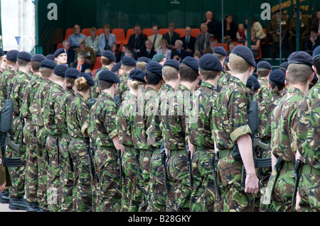 Membri della British esercito territoriale su parade come essi ricevono la libertà della città di Southampton Foto Stock