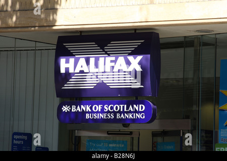 Halifax Bank (HBOS) segno su un r.u. high street Foto Stock