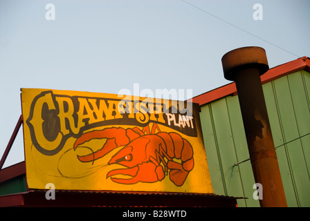 Vintage segno a Pat il Fisherman's Wharf, Henderson, Louisiana Foto Stock