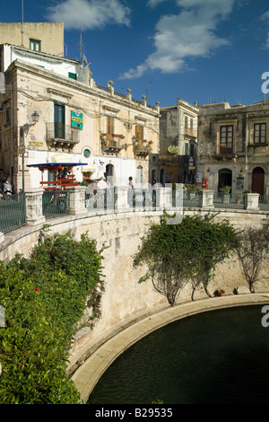 Fonte Aretusa molla SIRACUSA Città Vecchia Sicilia Foto Stock