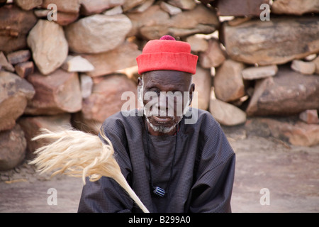 Alta Ogle Amimist gli anziani del villaggio di Incontro Dogan Paese Bandiagara scarpata in Mali Foto Stock