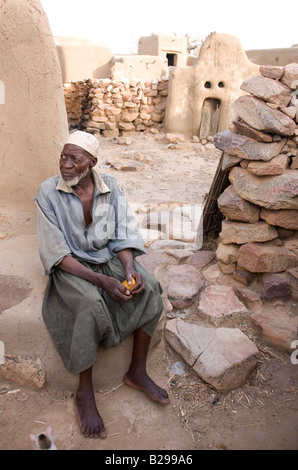 Alta Ogle Amimist gli anziani del villaggio di Incontro Dogan Paese Bandiagara scarpata in Mali Foto Stock