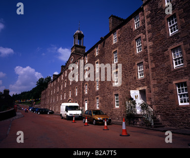 Mulino di alloggiamento dei lavoratori a New Lanark, fondata da Robert Owen, Lanarkshire Scozia Scotland Foto Stock