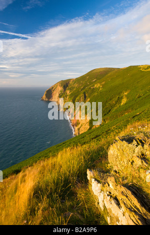 Scogliere vicino Punto Foreland Lynmouth Parco Nazionale di Exmoor Devon England Foto Stock