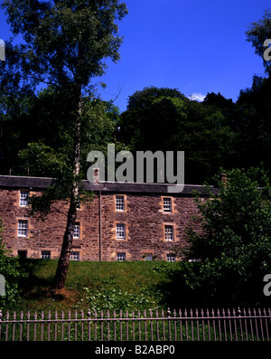 Gli operai del laminatoio cottages a New Lanark, fondata da Robert Owen, Lanarkshire Scozia Scotland Foto Stock