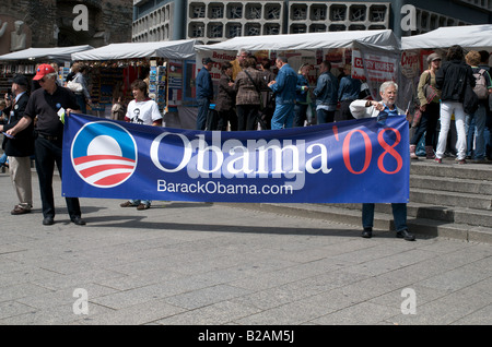 Mostra il supporto per Barack Obama a Berlino, Germania Foto Stock