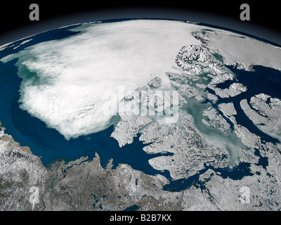 Mare Artico ghiaccio al di sopra del Nord America il 27 settembre 2005, visto oltre il Beaufort Sea. Foto Stock