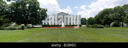 La parete nord della Casa Bianca a Washington DC in un pomeriggio di estate Foto Stock