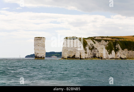 Old Harry Rocks su la costa del Dorset. Regno Unito Foto Stock