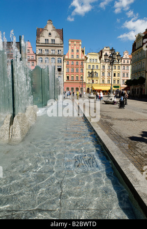 Piazza del Mercato, Rynek di Wroclaw, Slesia, Polonia, Europa Foto Stock
