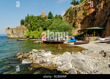 La chiesa bizantina di Sveti Jovan, San Giovanni di Kaneo sul lago di Ohrid, Sito Patrimonio Mondiale dell'UNESCO, Macedonia, Europa Foto Stock