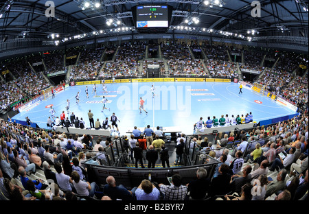 Pallamano, Porsche Arena di Stoccarda, Baden-Wuerttemberg, Germania, Europa Foto Stock