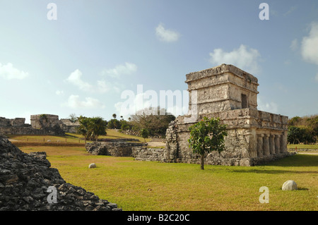 Il templo de las pinturas, tempio degli affreschi, Tulum, Maya scavo archeologico, , la penisola dello Yucatan, Messico Foto Stock