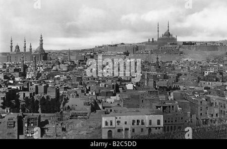 Vista storica del Cairo, circa 1930, Cairol, Egitto, Africa Foto Stock