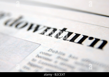 Fotografia del titolo di giornale circa il credit crunch e recessione economica e di recessione. Foto Stock