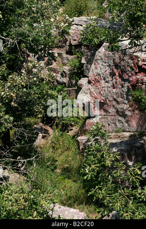 La Oracle native american faccia in pietra Pipestone affioramento di monumento nazionale Foto Stock