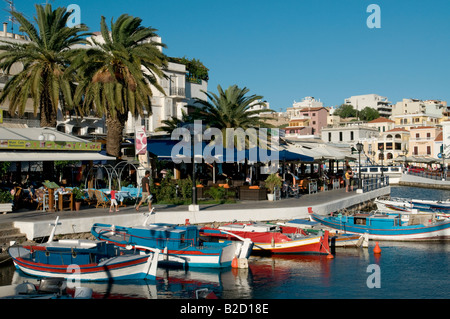 Agios Nikolaos porto,Creta.Grecia Foto Stock