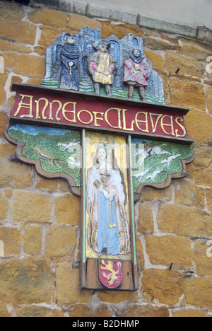 Anne of Cleves Pub segno, Burton Street, melton mowbray, leicestershire, England, Regno Unito Foto Stock