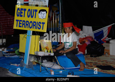 I sostenitori del governo anti-popolare di Alleanza per la democrazia marzo, bangkok , Thailandia Foto Stock