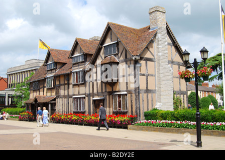 Luogo di nascita di Shakespeare, Henley Street, Stratford-upon-Avon, Warwickshire, Inghilterra, Regno Unito Foto Stock