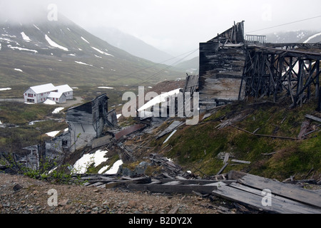 Indipendenza abbandonata miniera di Hatcher pass, Alaska, STATI UNITI D'AMERICA Foto Stock