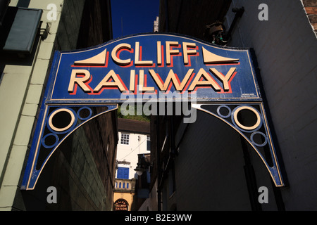 Cliff Railway entrata SEGNO, Città Alta distretto di Bridgnorth, Shropshire, Inghilterra Foto Stock