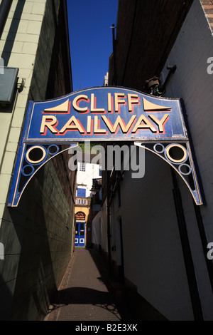 Cliff Railway entrata SEGNO, Città Alta distretto di Bridgnorth, Shropshire, Inghilterra Foto Stock