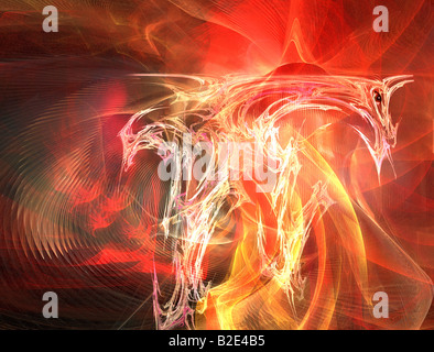 Il frattale Phoenix rising dalle fiamme Foto Stock