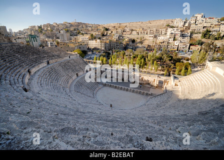 Vista aerea del teatro romano, Amman, Giordania Foto Stock