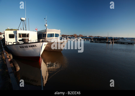 Commerciale barche da pesca a Gimli Marina sul Lago Winnipeg Foto Stock