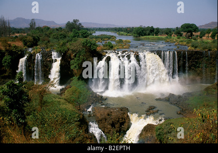 A 400m attraverso e 45m di profondità, cascate del Nilo Azzurro, conosciuto localmente come Tis Abay o fumare Nilo. Foto Stock