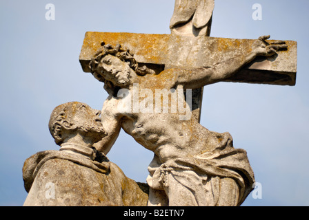 Statua barocca della crocifissione di Gesù a Velehrad, Repubblica Ceca Foto Stock