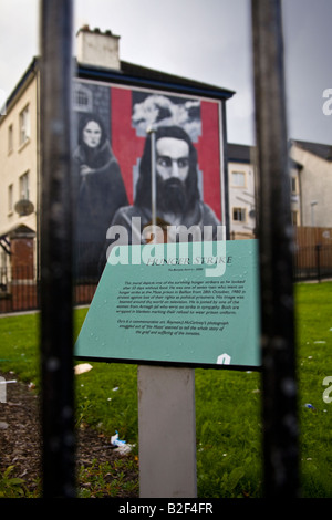 Lo sciopero della fame del mural dagli artisti Bogside, in prevalenza quartiere cattolico di Bogside, Derry, Irlanda del Nord Foto Stock