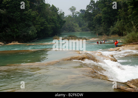 Cataratas de Agua Azul, Nr Palenque, Chiapas, Messico. Foto Stock