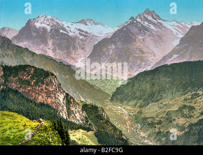 Wetterhorn e Schreckhorn, Svizzera Foto Stock