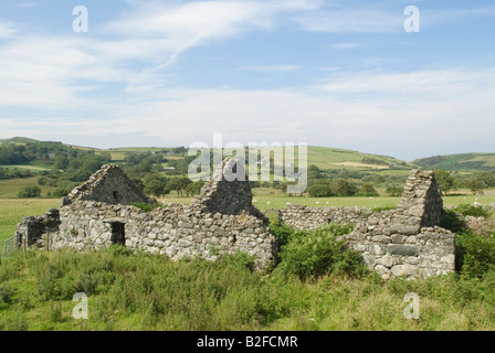 'Snowdonia parco nazionale" rovinato tradizionale fattoria in pietra edificio rurale del Galles occidentale Gwynedd UK 2008 Foto Stock