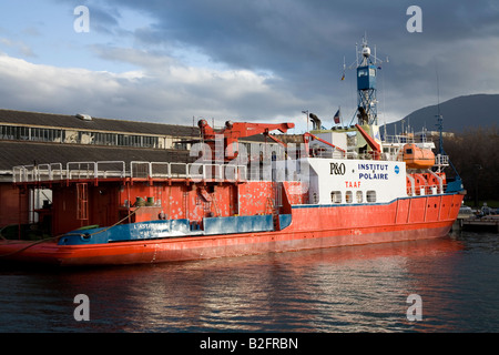 Il francese Polar Expedition nave di alimentazione L'astrolabio, ormeggiato a Macquarie numero 4 Wharf, Hobart, Tasmania Foto Stock