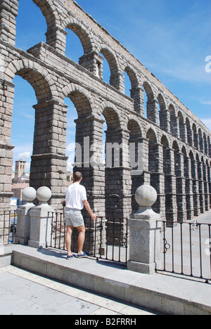 Acquedotto romano dal punto di vista. Segovia. Castiglia e Leon. Spagna. Foto Stock