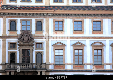 La facciata colorata della Toscana La Toscana o Palazzo ora Ministero degli Affari Esteri, Praga Repubblica Ceca Foto Stock