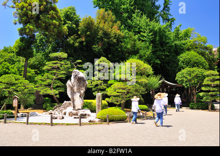 Izumi sacrario scintoista, suizen ji jojuen giardino, kumamoto, Prefettura di Kumamoto, Kyushu, Giappone Foto Stock