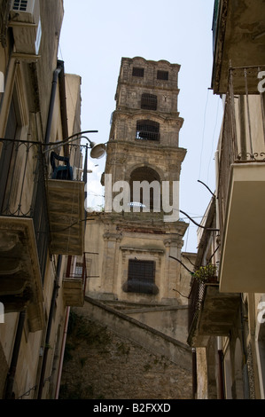 Caltagirone, Sicilia, la chiesa di San Nicola, Torre Campanaria Foto Stock