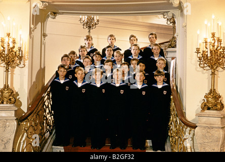 VIENNA Boys Choir 1995 il coro ha cantato nella Cappella reale del Palazzo Imperiale per 500 anni Foto Stock