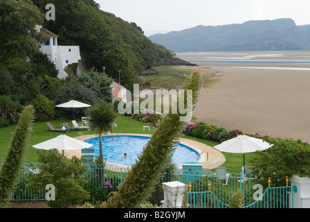 Portmeirion Hotel Piscina Gwynedd North Wales UK fiume Dwyryd estuario HOMER SYKES Foto Stock