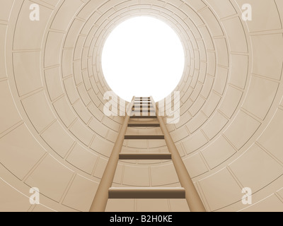 3D render di una scala che conduce al di fuori di un foro Foto Stock