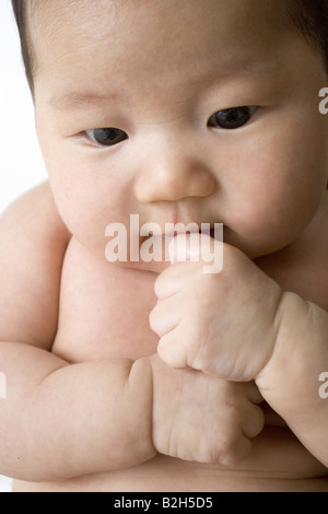 Close-up di un bambino Foto Stock