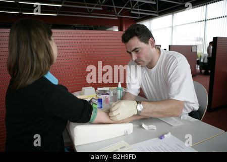 La donazione di sangue per le cellule staminali Foto Stock