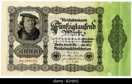 Moneta, banconote, Germania, Reichsbank 50000 Mark bank note, Berlino, 19.11.1922, Foto Stock