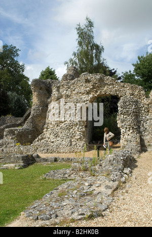 Rovine del Castello Wolvesley in Winchester Foto Stock