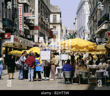 Geografia / viaggio, Portogallo, Lisbona, vecchio distretto Rossio, Rua das Portas de Santo Antaeo, caffè marciapiede, , Foto Stock