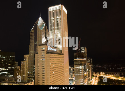 Chicago Loop est di notte Foto Stock